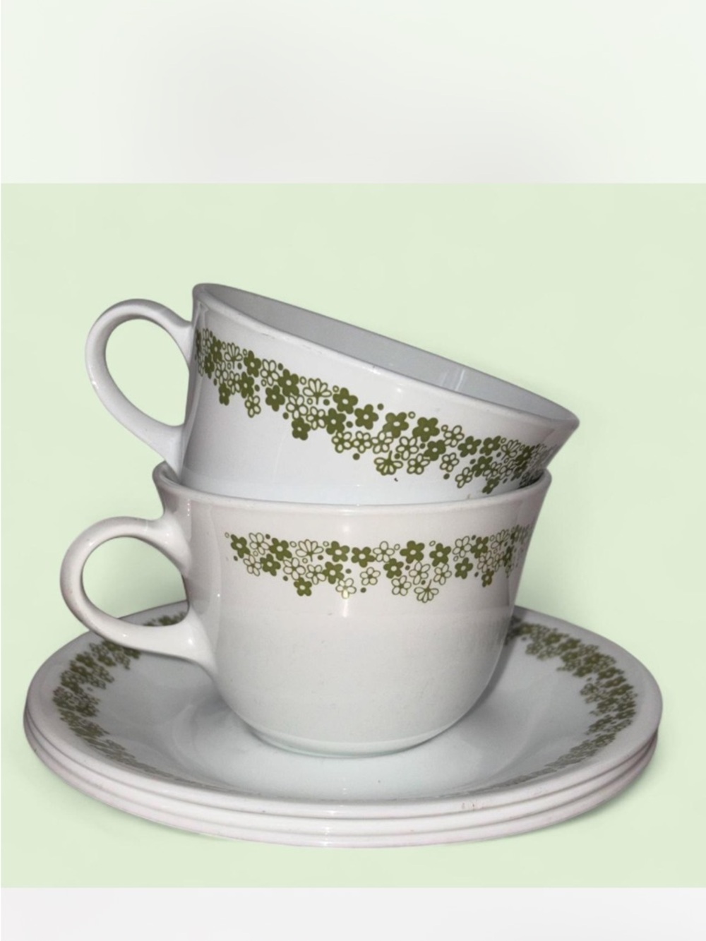 Vintage Corelle Spring Blossom Cups and Saucers Crazy Daisy